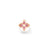 The VENETIAN PRINCESS PIROUETTE PAVE SMALL FLOWER RING by Roberto Coin features a pink, four-petaled flower outlined in 18K rose gold with a central cutout, shown against a white background.