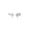 DIAMOND PRINCESS OUTLINE DOUBLE FLOWER STUD EARRINGS