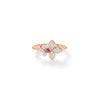 LOVE IN VERONA PAVE DIAMOND AND RUBELLITE SPLIT FLOWER RING