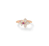 LOVE IN VERONA PAVE DIAMOND AND RUBELLITE SPLIT FLOWER RING