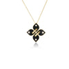 LOVE IN VERONA DIAMOND AND BLACK ENAMEL FLOWER NECKLACE