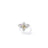 The LOVE IN VERONA SMALL PAVE DIAMOND FLOWER RING by Roberto Coin features a silver band with a four-petal flower design, pavé diamonds, and two gold-toned bars at the center, shown on a white background.