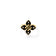 The LOVE IN VERONA SMALL DIAMOND AND ENAMEL FLOWER RING by Roberto Coin features a gold quatrefoil design with black enamel petals and a diamond at each petal's center, shown against a white background.