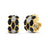 Yellow gold and black enamel open back hoop earrings with white gold and diamond accents on a white background