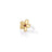 The JASMINE GEMSTONE FLOWER RING by Roberto Coin, in 18K yellow gold, showcases a five-petal textured flower with a central red gemstone, displayed against a white background.
