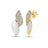 Yellow gold and white enamel stud earrings with diamond accents on a white background