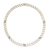 Yellow gold and white enamel collar necklace with diamond accents on a white background