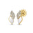 Yellow gold and white enamel stud earrings with diamond accents on a white background
