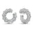 White gold curled earrings with pave diamond finish on a white background