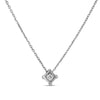 White gold necklace with a single diamond accent in a square bezel on a white background