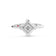 Front view of white gold ring with a single diamond accent in a square bezel on a white background
