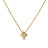 Yellow gold necklace with a single diamond accent in a square bezel on a white background