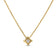 Yellow gold necklace with a single diamond accent in a square bezel on a white background