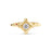 Front view of yellow gold ring with a single diamond accent in a square bezel on a white background