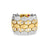 Front view of yellow and white gold ring with scattered diamond accents on a white background
