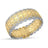 Yellow and white gold cuff bangle with scattered diamond accents on a white background