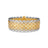 Yellow and white gold cuff bangle with scattered diamond accents on a white background