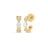 Yellow gold and white enamel open back hoop earrings with diamond accents on a white background