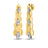 Yellow gold flat link dangle earrings with white gold and diamond accents on a white background