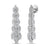 White gold flat link dangle earrings with pave diamond finish on a white background