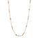 Rose gold necklace with alternating bar and diamond bezel stations on a white background