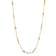 Yellow gold necklace with alternating bar and diamond bezel stations on a white background