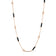 Rose gold necklace with alternating black enamel bar and diamond bezel stations on a white background