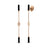 Rose gold dangle earrings with alternating black enamel bar and diamond bezel stations on a white background