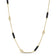 Yellow gold necklace with alternating black enamel bar and diamond bezel stations on a white background