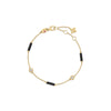 Roberto Coin Diamonds by the Inch Bar and Bezel Station Bracelet in 18K Yellow Gold, Black enamel – Diamond, Ceramic Enamel (top view)