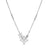 White gold necklace 2 bars in chain and a triple pave diamond flower pendant on a white background