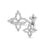 Front view of white gold triple flower ring with pave diamonds on a white background