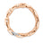 Rose gold link chain bracelet with single white gold and pave diamond link on a white background