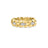 Front view of yellow gold ring with white gold and diamond accents on a white background