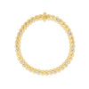 Yellow gold collar necklace with white gold and diamond accents on a white background