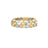 Front view of alternating yellow and white gold ring on a white background 
