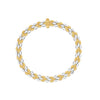  Alternating yellow and white gold link bracelet on a white background 