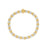  Alternating yellow and white gold link bracelet on a white background 