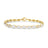 Yellow gold and white enamel link bracelet with diamond accents on a white background