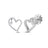 White gold open frame heart earrings with pave diamond outline and dangling center diamond on a white background