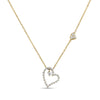 Roberto Coin Diamond Princess Heart Necklace in 18K Yellow Gold – Diamond (front view)