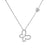 White gold open frame butterfly necklace with pave diamond outline on a white background
