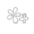 Front view of white gold open frame flower and butterfly ring with pave diamond outline on a white background