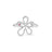 Front view of white gold open frame flower ring with pave diamond outline on a white background