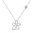White gold open frame flower necklace with pave diamond outline on a white background