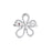 Front view of white gold open frame flower ring with pave diamond outline on a white background