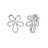White gold open frame flower earrings with pave diamond outline on a white background