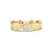Front view of yellow gold link ring with diamond accents on a white background