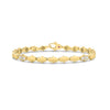Yellow gold bracelet with diamond accents link on a white background