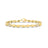 Yellow gold bracelet with diamond accents link on a white background